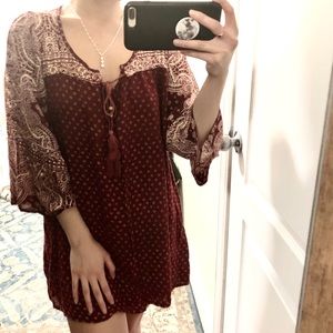Boho Bohemian Floral Bell Wide Sleeve Tunic Dress